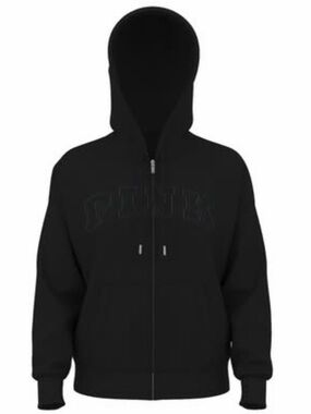 PINK Victoria's Secret Black Embossed Zip Hoodie